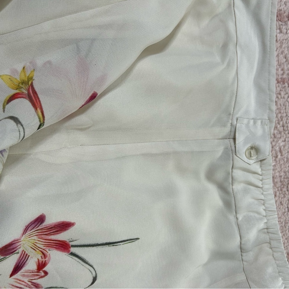 Soft Surroundings Cream Floral A-Line Skirt Spring Floral Lily Print Size Large - Picture 8 of 12